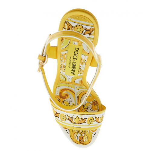 Dolce & Gabbana Sandali Platform In Pelle Lucida Maiolica 