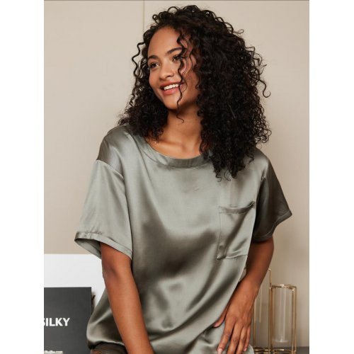 Pure Silk Casual Womens Sleep Tee (Shorts not included)