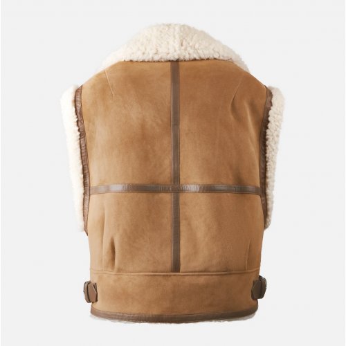 Sleeveless biker in shearling Brown