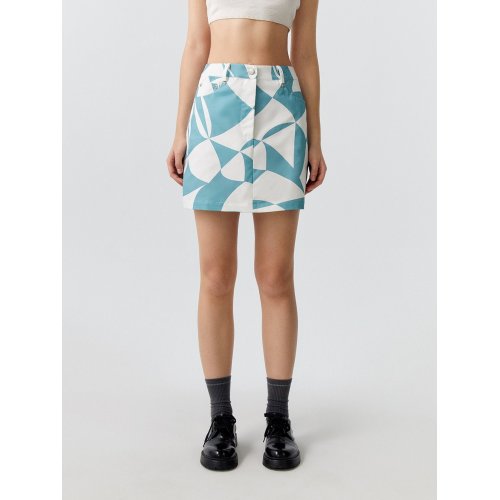 Abstract Printed Mini Skirt - Green