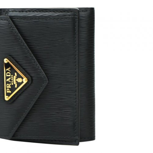 Prada unisex leather embossed tri-fold wallet