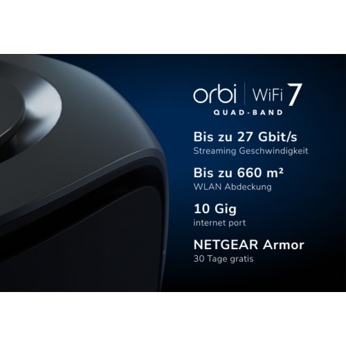 Orbi 970 Serie Quad-Band WiFi 7 Mesh 3er-Pack, Black Edition