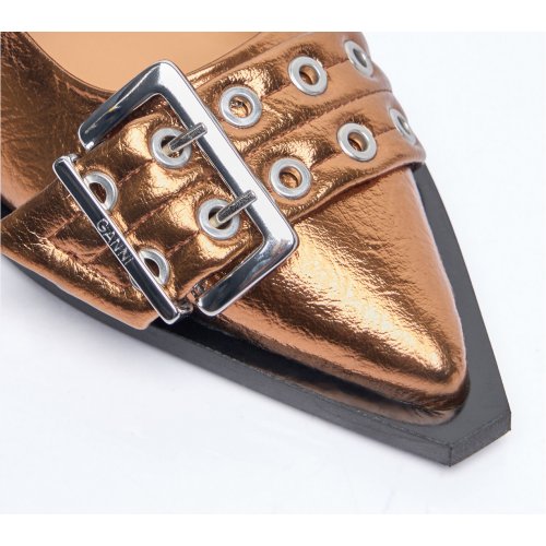 Ganni Feminine Buckle Ballerina Flats