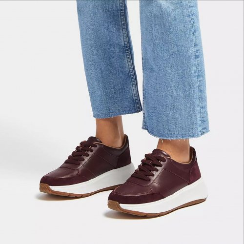 F-MODE Leather/Suede Flatform Trainers