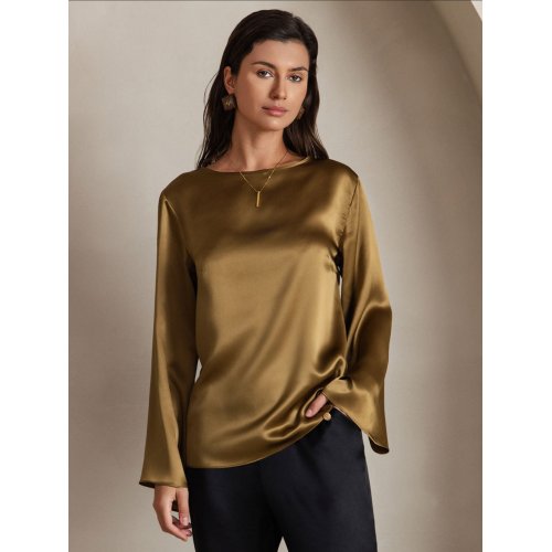 19Momme Silk Relaxed Long-sleeved Blouse 