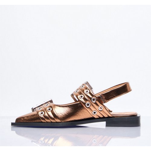 Ganni Feminine Buckle Ballerina Flats