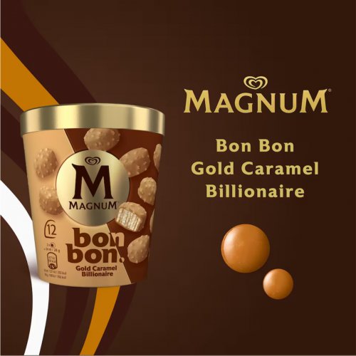 Magnum Bon Bon Gold Caramel Billionaire Ice Cream 12 Pack 204ml
