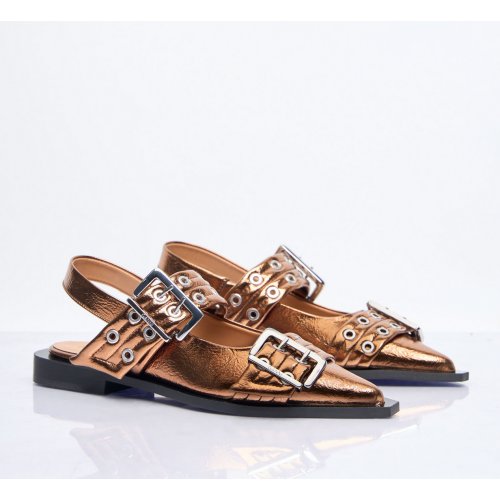 Ganni Feminine Buckle Ballerina Flats