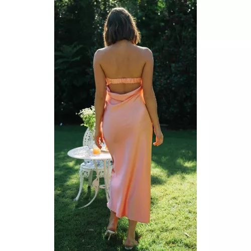  Half Open Back Sleeveless Silky <span style='filter: blur(2.5px);'>****</span> Dress