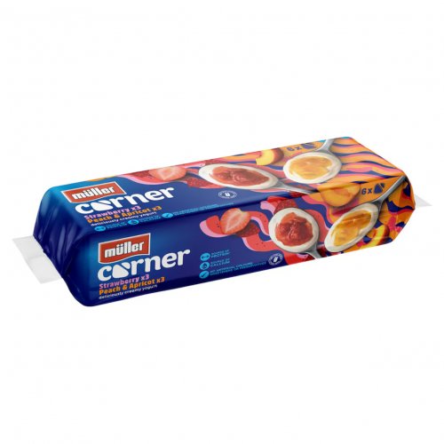 Muller Corner Strawberry Peach & Apricot Yogurts 6 X 136G