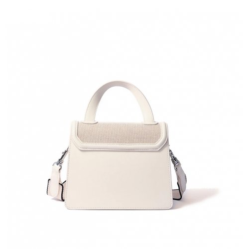 Evelyn Bag in Canvas and Genuine Leather, White