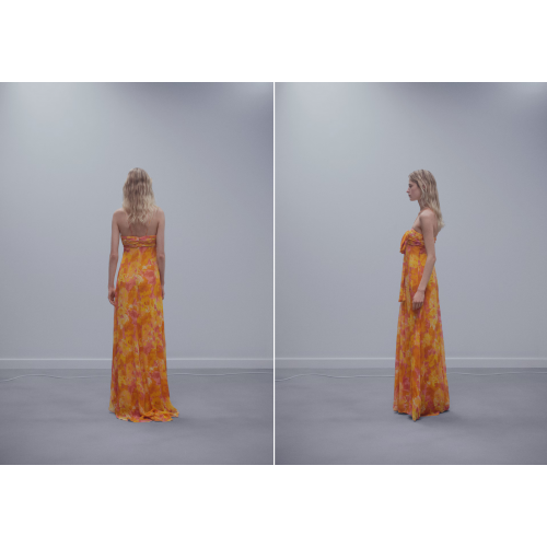 Pleated dress with bow neckline