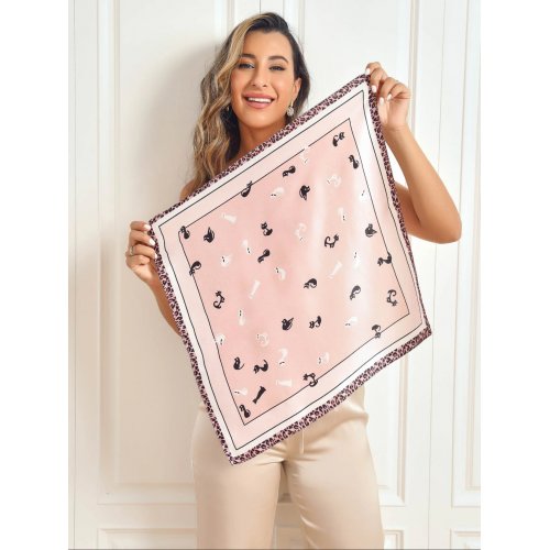  Pure Silk Printed Designer Square Scarf 53x53cm/21