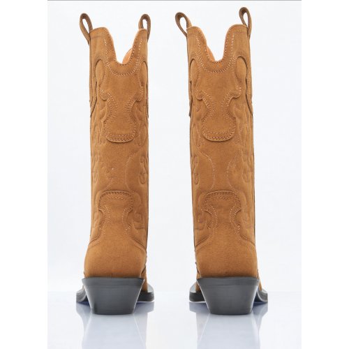 Ganni Mid Shaft Embroidered Western Boots