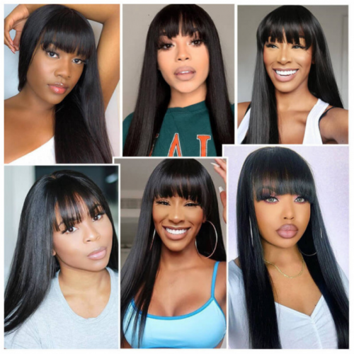 Straight Human Hair Wigs With <span style='filter: blur(2.5px);'>****</span>
