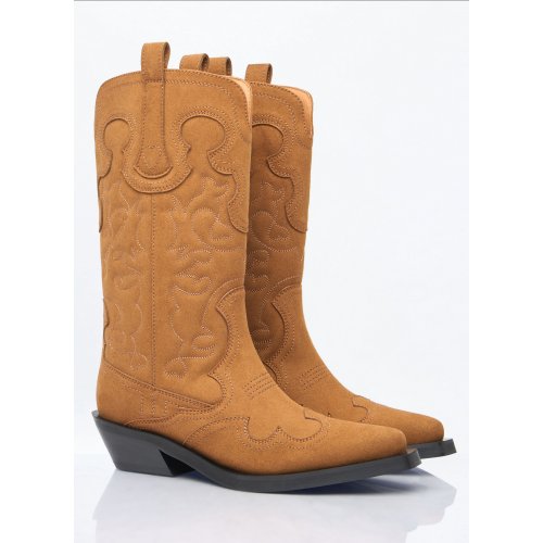 Ganni Mid Shaft Embroidered Western Boots
