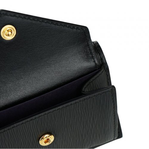 Prada unisex leather embossed tri-fold wallet