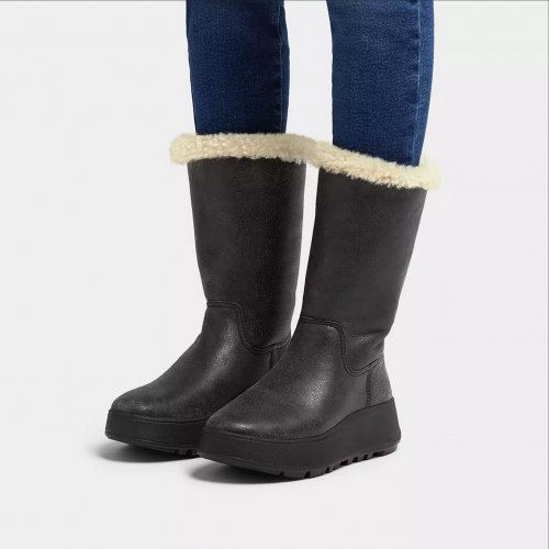 F-MODE Double-Faced Shearling Leather Flatform Calf Boots