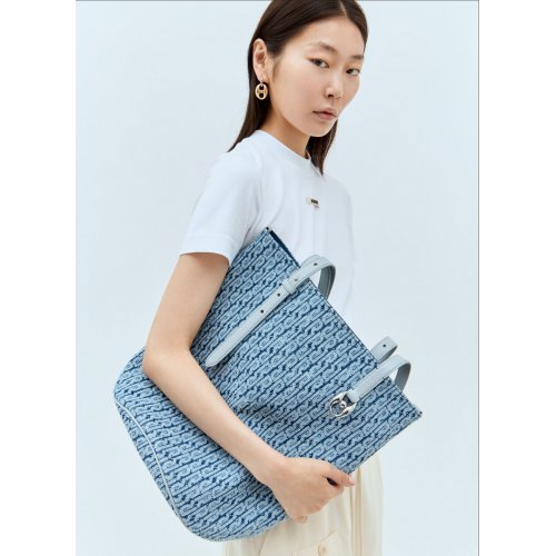 Rabanne Denim Logo Tote Bag
