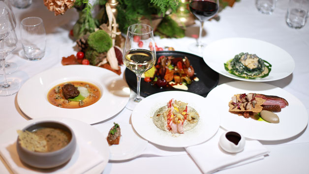 Three Course Dinner with Wine at The 5 Star Lowry Hotel for Two