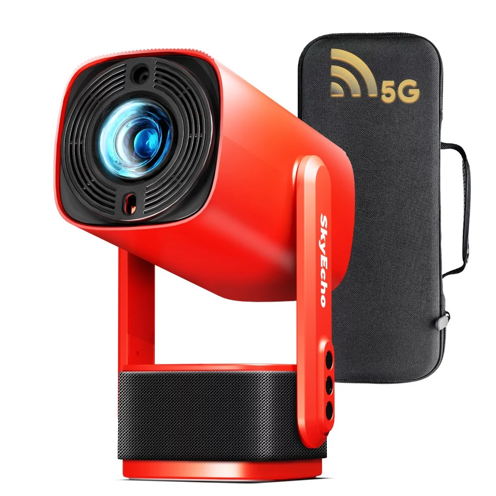 SkyEcho FreeONE 1080P Mini Portable Projector 4K Video Projector with Android OS 150in Projection Size WiFi and BT Smart Projector