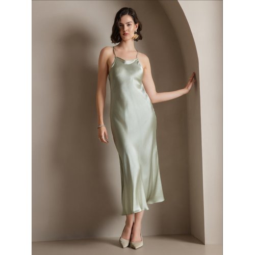 19Momme Silk Spaghetti straps Maxi Dress 