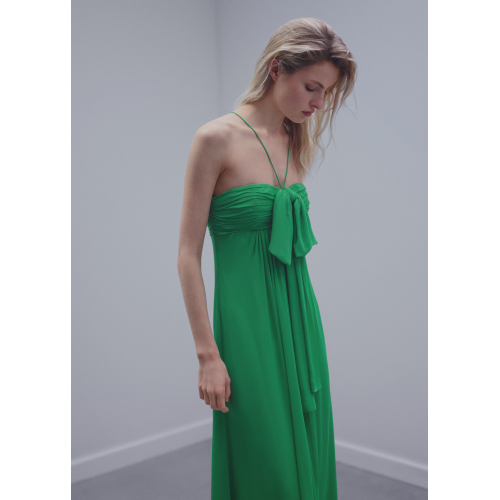 Draped panel dress with bow