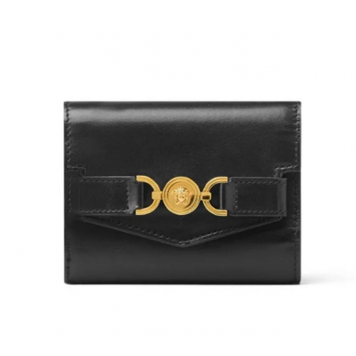 Versace Black Medusa '95 Leather Tri-Fold Wallet