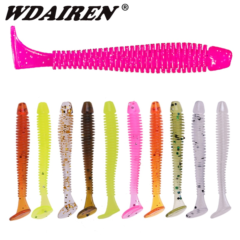 10pcs/Lot Fishing Spiral Worm Soft Lures 4.8cm 0.8g Bass Jig Wobblers Swimbaits Silicone Artificial Bait Carp Pike Tackle Pesca