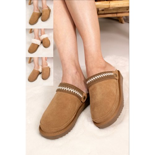 Hallie Sheepskin Multiway Slippers in Chestnut