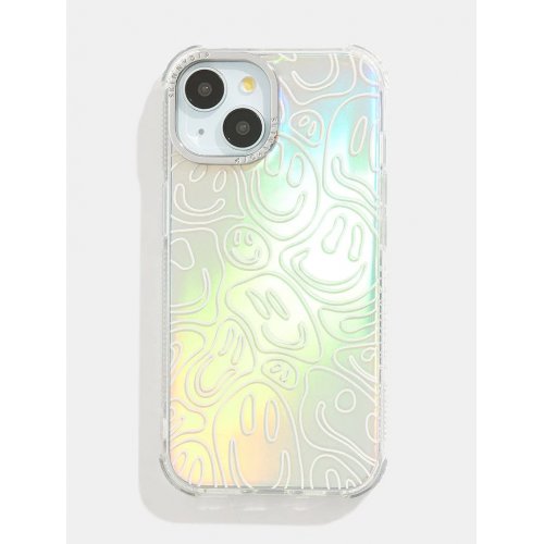 Holo Warped Happy Face Shock iPhone Case
