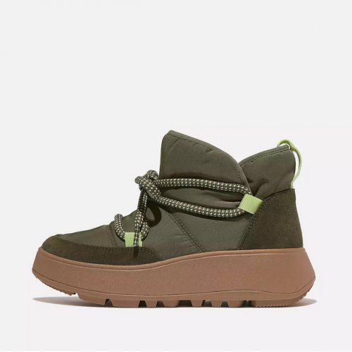 F-MODE Water-Resistant Fleece-Lined Mesh Flatform Laced Booties