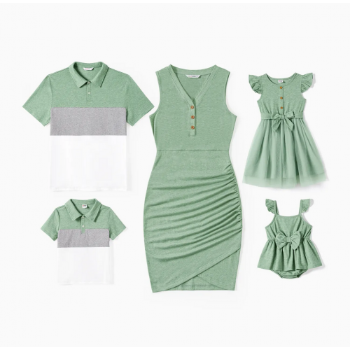 Family Cotton Casual Solid Color Short Sleeve Regular Medium Suit