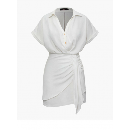 Ruched Detail Mini Shirt Dress 