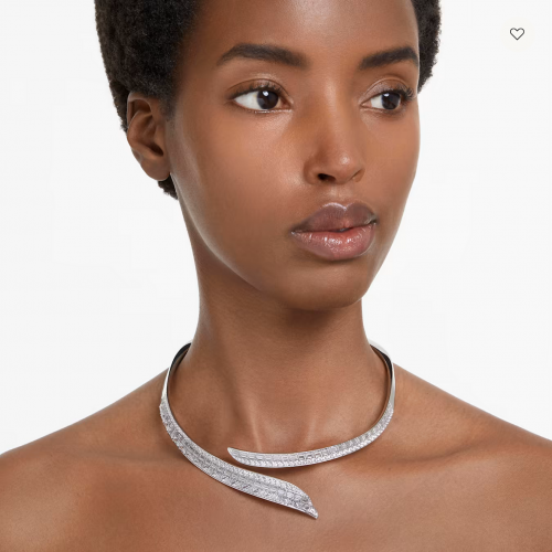  Hyperbola necklace White, Rhodium plated 