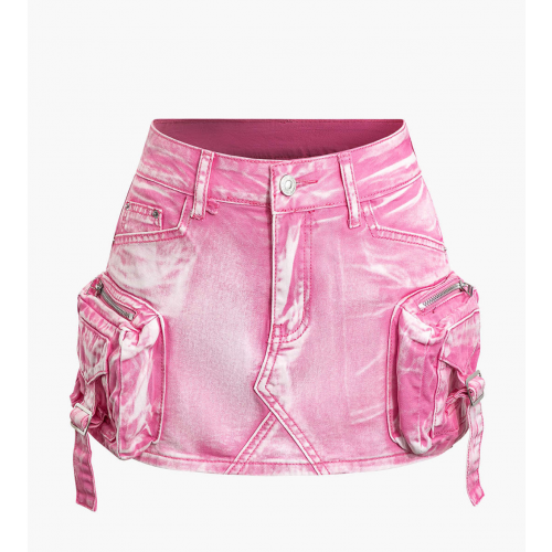 Faded Pocket Denim Mini Skirt 