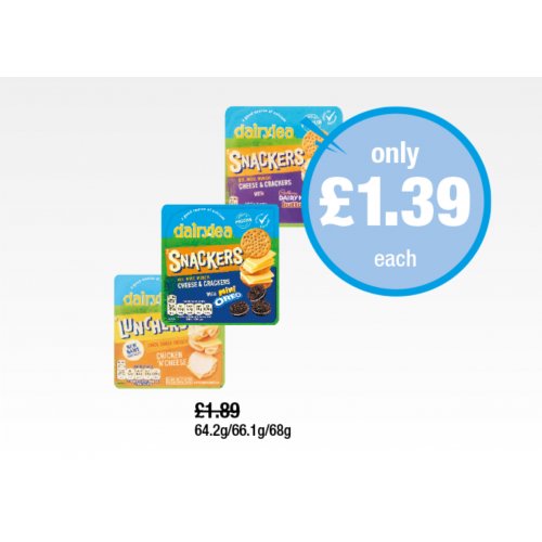 Dairylea Snackers With Dairy Milk Buttons, Mini Oreo, Lunchers Chicken 'N' Cheese
