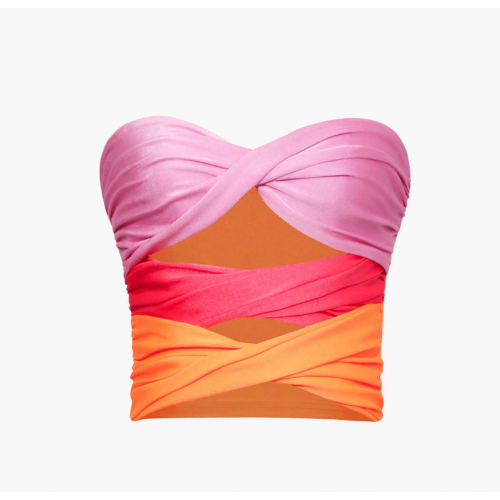 Contrast Twisted Front Tube Top 