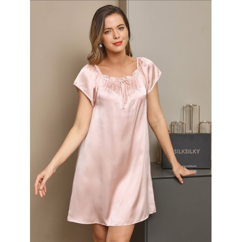  Pure Silk Solid Color Cute Nightdress