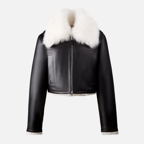 Reversible Jacket in shearling Black White