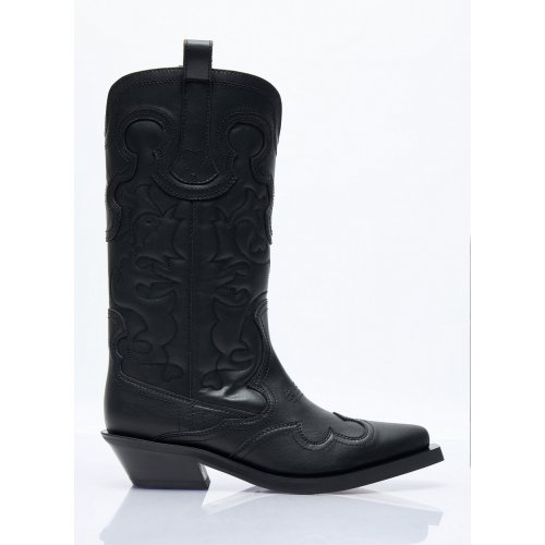 Mid Shaft Embroidered Western Boots