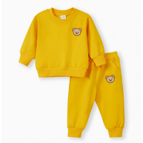 2pcs Kid Girl/Boy Solid Bear Pattern Set