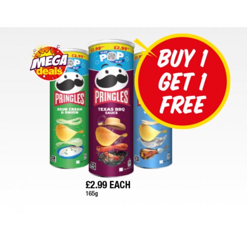 Pringles Sour Cream & Onion, Texas BBQ Sauce, Salt & Vinegar