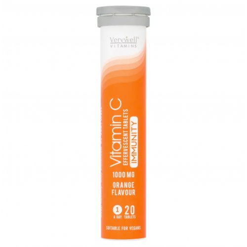 Verywell Vitamins Orange Flavour Vitamin C Effervescent Tablets 1 A Day 20 Tabletsa