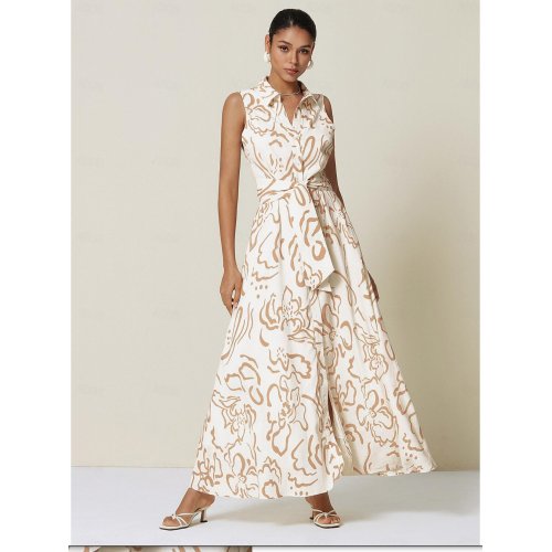 Curve Pocket Sleeveless Shirt Maxi Dress