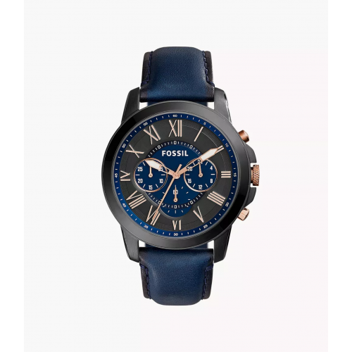 Grant Chronograph Navy Leather Watch