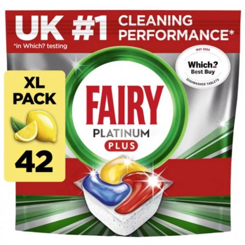 Fairy Platinum Plus All In One Dishwasher Tablets Lemon, 42 Tablets