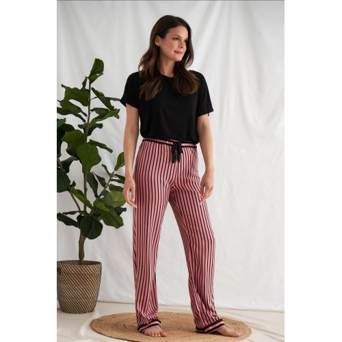 Boyfriend Stripe Trousers in Terracotta/Black