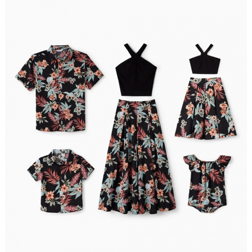 Family Matching Sets Floral Beach Shirt or Cross top A-line Skirt Co-ord Set 