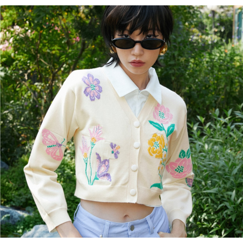 Pastel Bouquet Cardigan - Cream